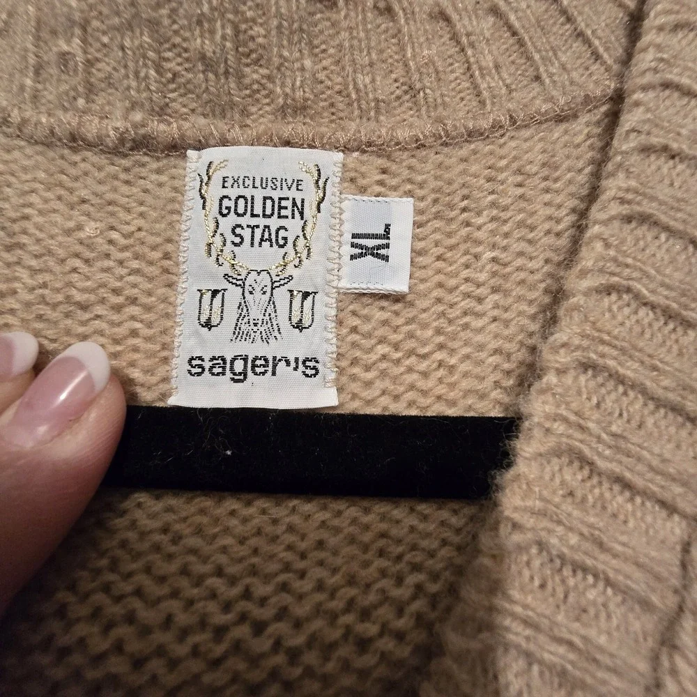 Vtg 70's 80's Sweater Vest Mens XL Beige Wool Academia Preppy Goblincore USA